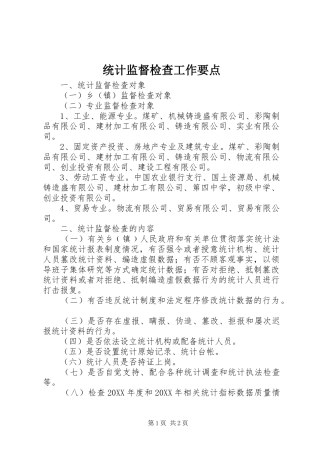 2024年统计监督检查工作要点