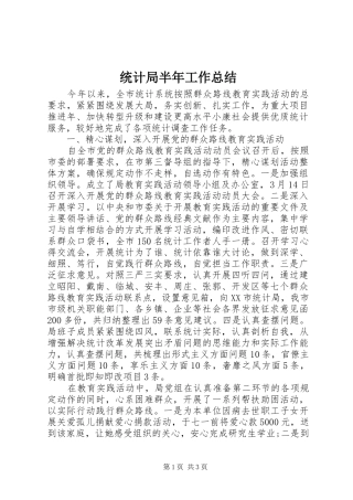 2024年统计局半年工作总结