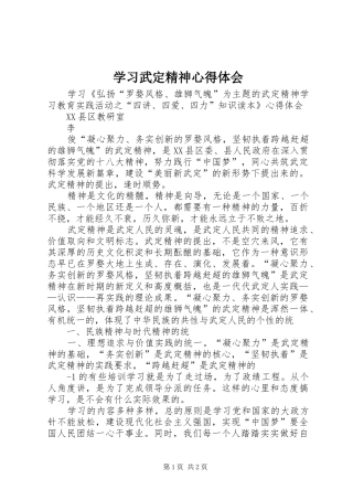 2024年学习武定精神心得体会