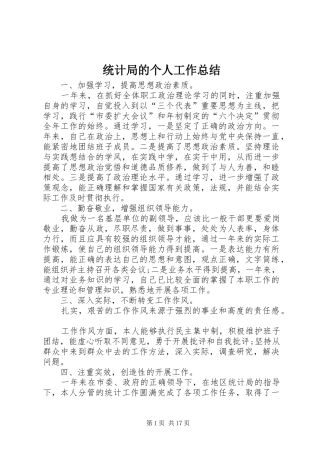 2024年统计局的个人工作总结