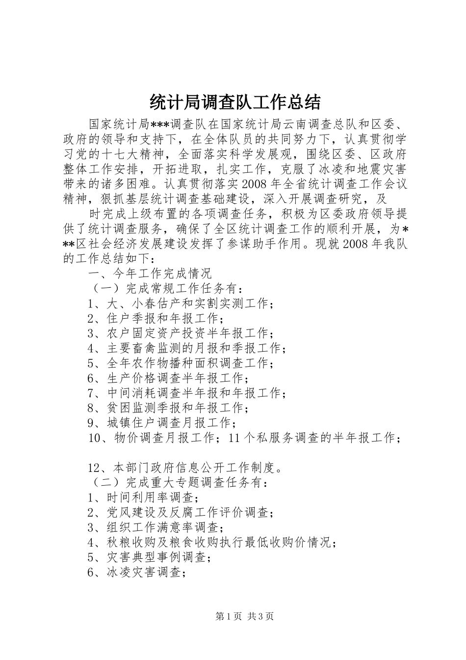 2024年统计局调查队工作总结_第1页