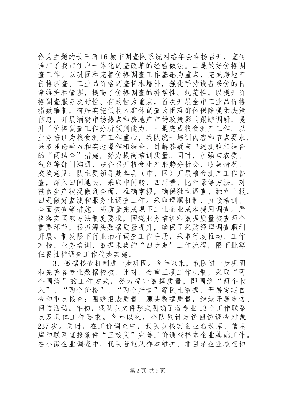 2024年统计局调查队年度工作总结和来年工作方案_第2页