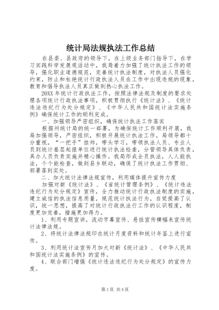 2024年统计局法规执法工作总结