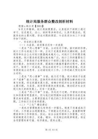 2024年统计局服务群众整改剖析材料