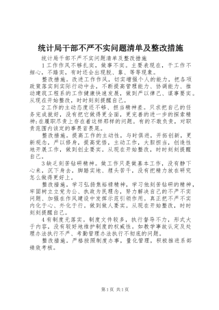2024年统计局干部不严不实问题清单及整改措施