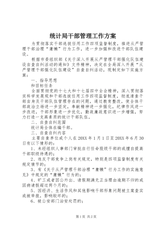 2024年统计局干部管理工作方案