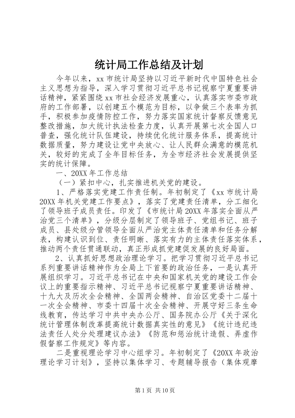 2024年统计局工作总结及计划_第1页