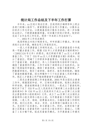 2024年统计局工作总结及下半年工作打算
