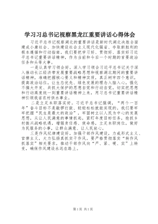 2024年学习习总书记视察黑龙江重要致辞心得体会