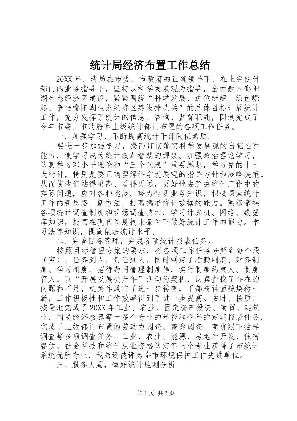 2024年统计局经济布置工作总结_第1页