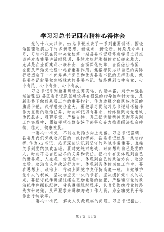 2024年学习习总书记四有精神心得体会