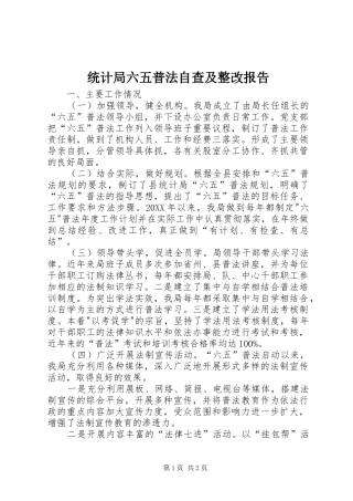 2024年统计局六五普法自查及整改报告