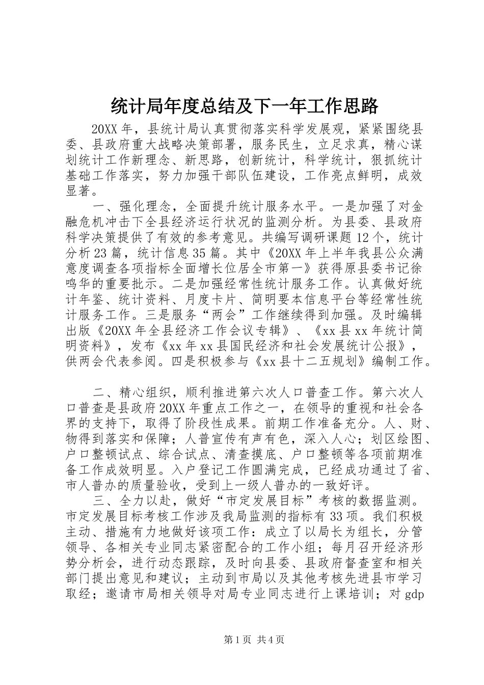 2024年统计局年度总结及下一年工作思路_第1页
