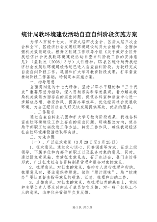 2024年统计局软环境建设活动自查自纠阶段实施方案