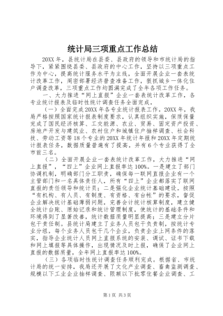 2024年统计局三项重点工作总结