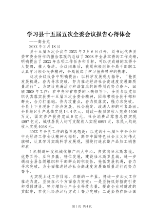 2024年学习县十五届五次全委会议报告心得体会