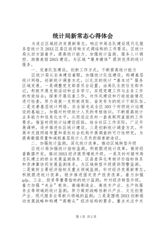 2024年统计局新常态心得体会