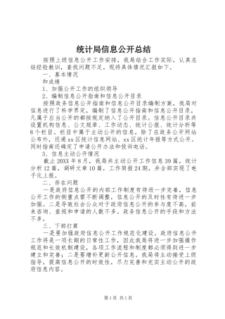 2024年统计局信息公开总结