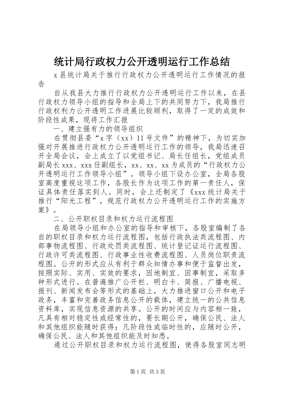 2024年统计局行政权力公开透明运行工作总结_第1页
