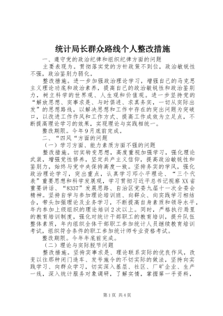 2024年统计局长群众路线个人整改措施