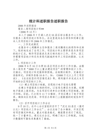 2024年统计科述职报告述职报告