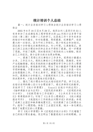2024年统计培训个人总结
