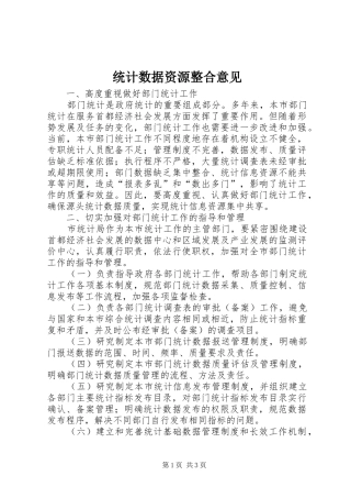 2024年统计数据资源整合意见