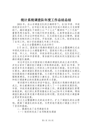 2024年统计系统调查队年度工作总结总结