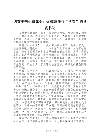 2024年四有干部心得体会做模范践行四有的县委书记