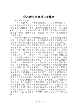 2024年学习新党章有感心得体会