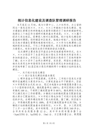 2024年统计信息化建设及调查队管理调研报告