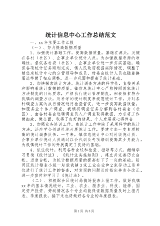 2024年统计信息中心工作总结范文