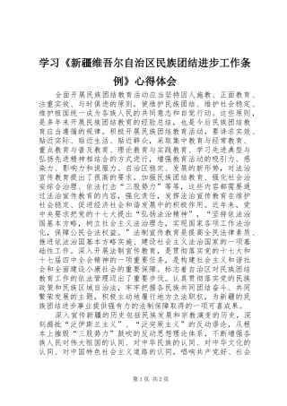 2024年学习新疆维吾尔自治区民族团结进步工作条例心得体会