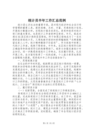 2024年统计员半年工作汇总范例