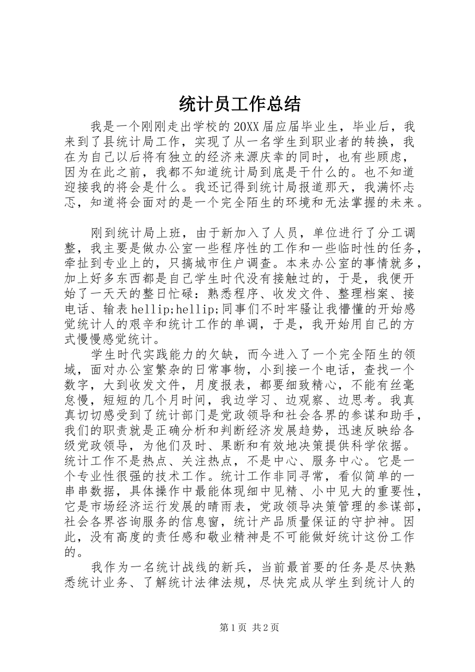 2024年统计员工作总结_第1页