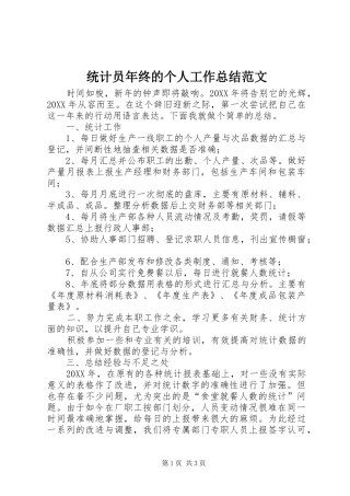 2024年统计员年终的个人工作总结范文