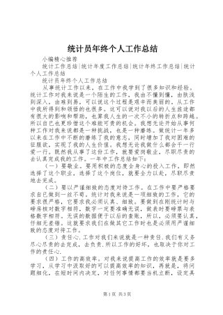 2024年统计员年终个人工作总结