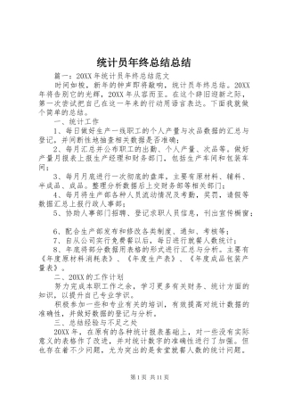 2024年统计员年终总结总结