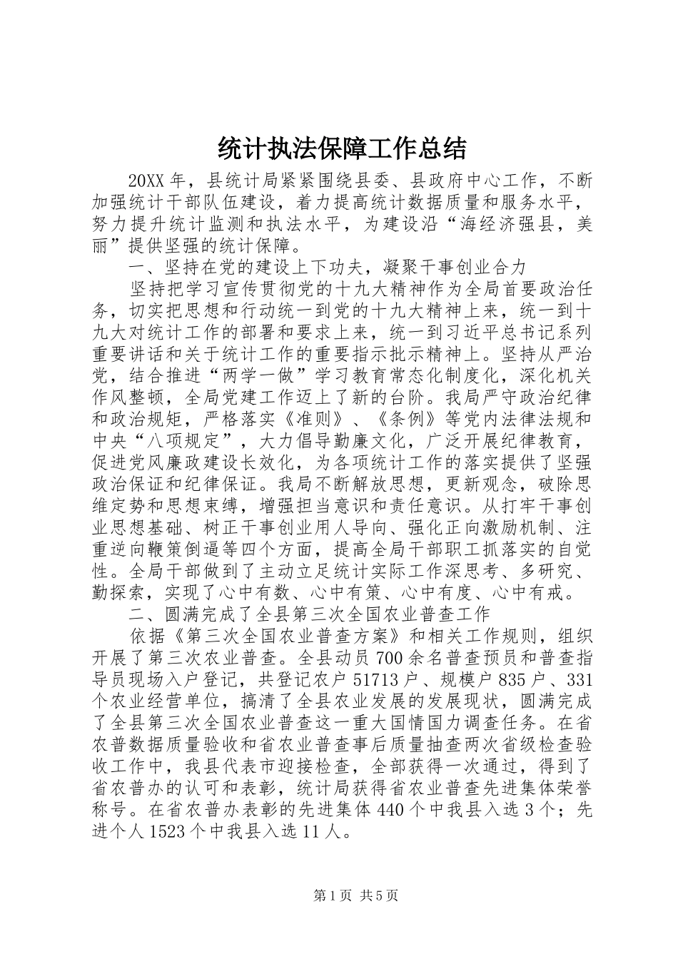2024年统计执法保障工作总结_第1页
