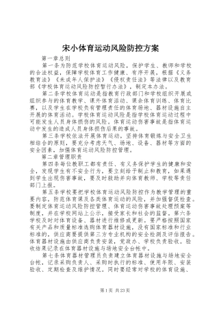 2024年宋小体育运动风险防控方案