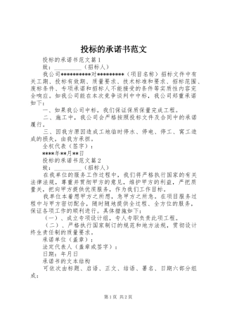 2024年投标的承诺书范文