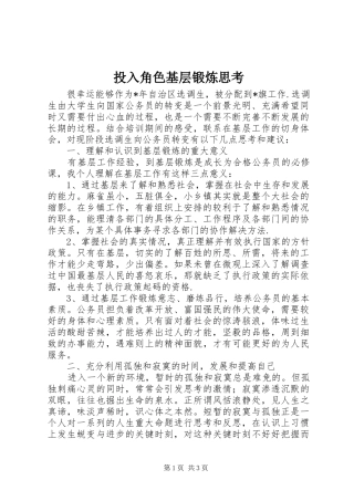 2024年投入角色基层锻炼思考