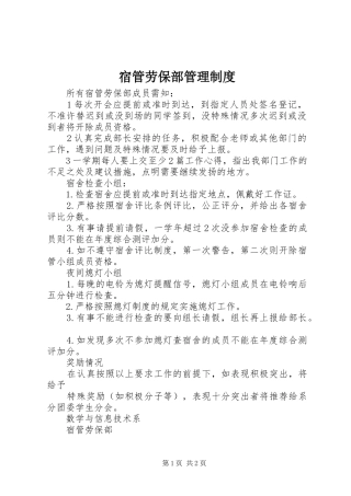 2024年宿管劳保部管理制度