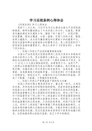 2024年学习巡视条例心得体会