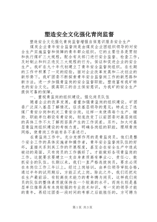 2024年塑造安全文化强化青岗监督