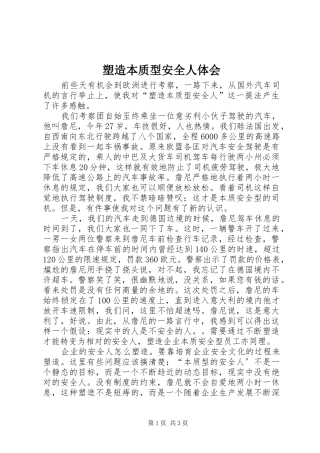 2024年塑造本质型安全人体会