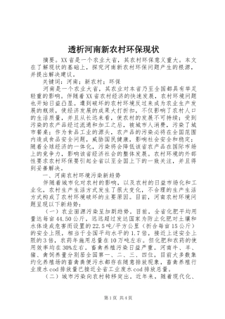 2024年透析河南新农村环保现状