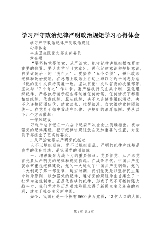 2024年学习严守政治纪律严明政治规矩学习心得体会