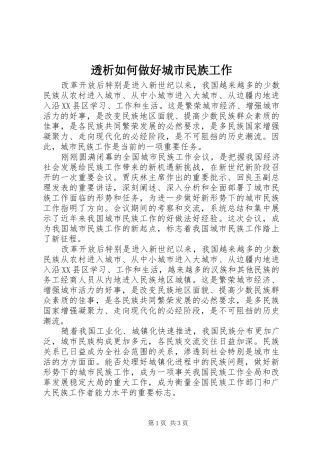 2024年透析如何做好城市民族工作