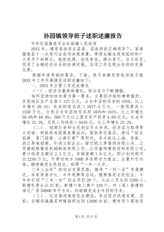 2024年孙园镇领导班子述职述廉报告